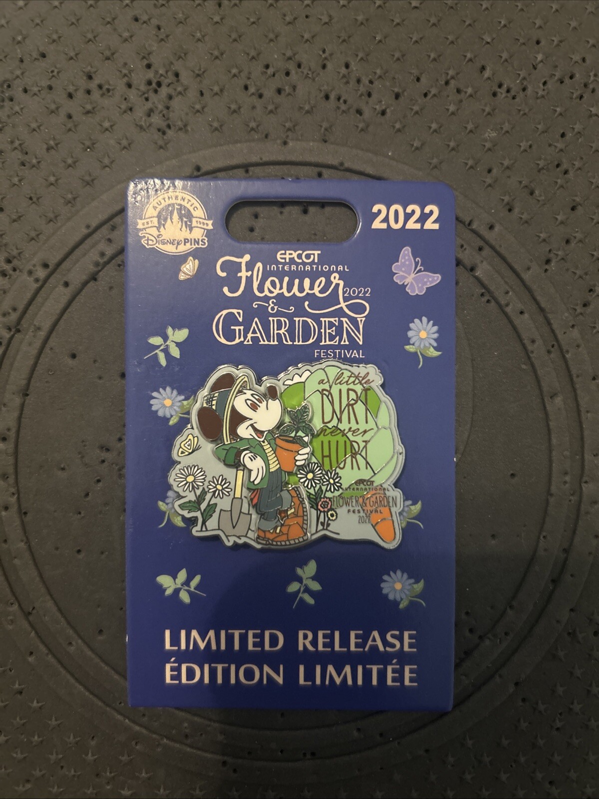 Disney Pin Epcot Flower & Garden Festival 2022 Mickey A Little Dirt Never Hurt
