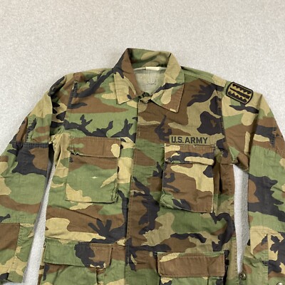 VINTAGE US Army Combat Coat Mens Small Woodland Camo Military