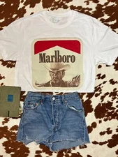 Marlboro Cowboy Women's Short Sleeve Crop Top | Western Fashion Sizes S-XL
