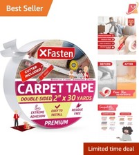 Double Sided Carpet Tape 2" x 30 Yards Heavy Duty Residue-Free Rug Gripper