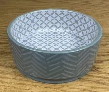 Whisker City Ceramic Cat Bowl White Green Geometric - 5" Diameter - 2" Deep