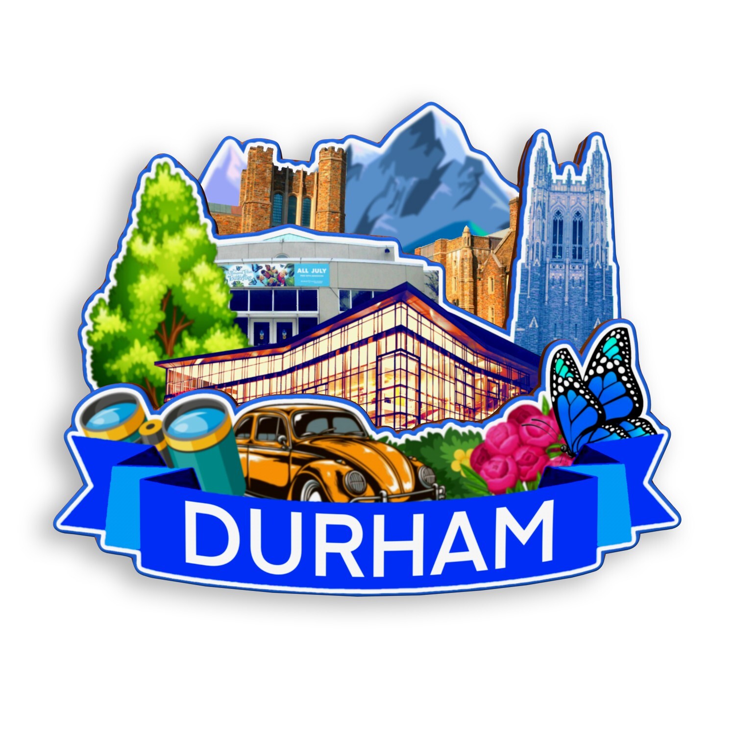Durham North Carolina USA Refrigerator magnet 3D travel souvenir wood gift
