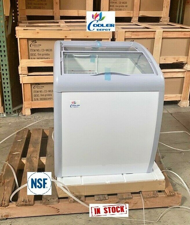 NEW 26" Ice Cream Gelato Chest Freezer Refrigerator Top Glass Mini Bunker NSF