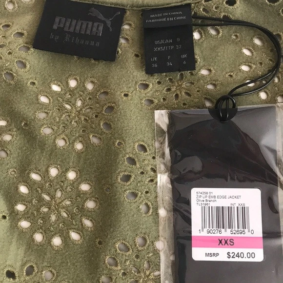 PUMA FENTY 橄榄绿孔拉链夹克 XXS — 第 4/4 张图片