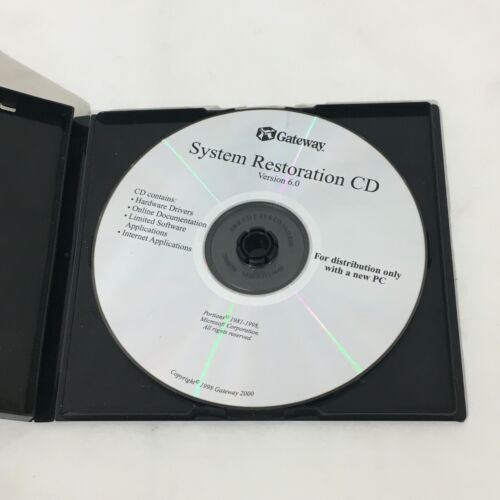 Vintage 1998 Gateway 2000 System Restoration CD Version 6.0 Drivers Applications - Afbeelding 1 van 4