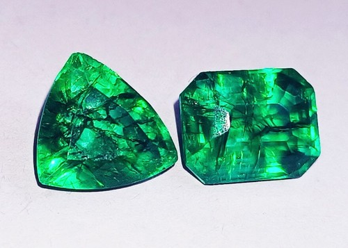 Certified Natural Emerald Total 14.20 Ct 2 pieces Lot Loose Gemstone - Picture 3 of 6