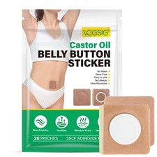 20Pcs Castor Oil Pack Wrap for Belly Button, Disposable Self-Adhesive Castor Oil
