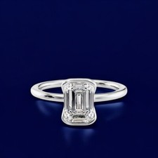 2 Carat Emerald Cut Diamond Engagement Ring IGI Lab Grown 14k White Gold  E F VS