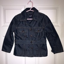 Gap Dark Blue Denim Jean Jacket, Snap; Front, Pockets  Cuffs Size XS 4 / 4T EC