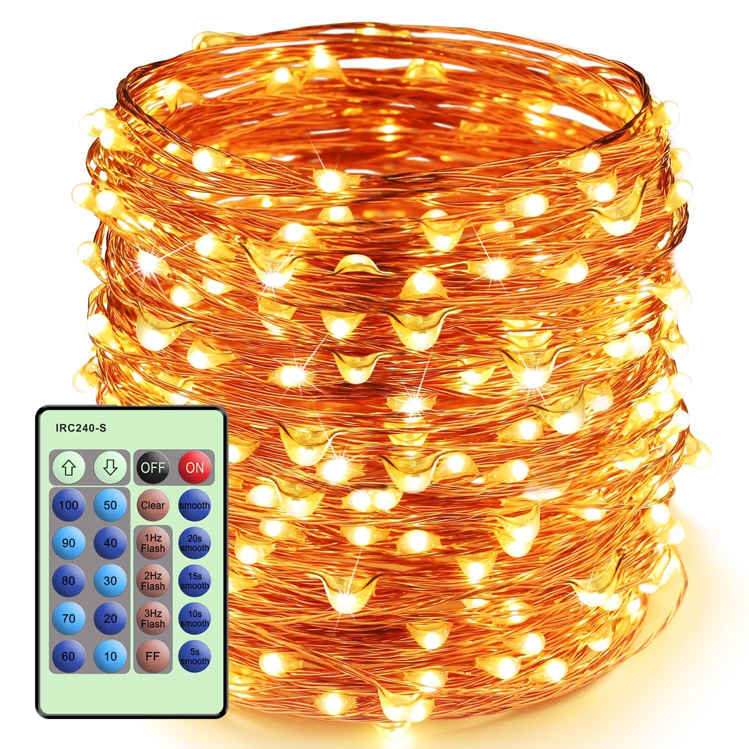 ZAECANY Outlet LED String Lights with Remote Control 99ft with 300 LEDs Dimma...