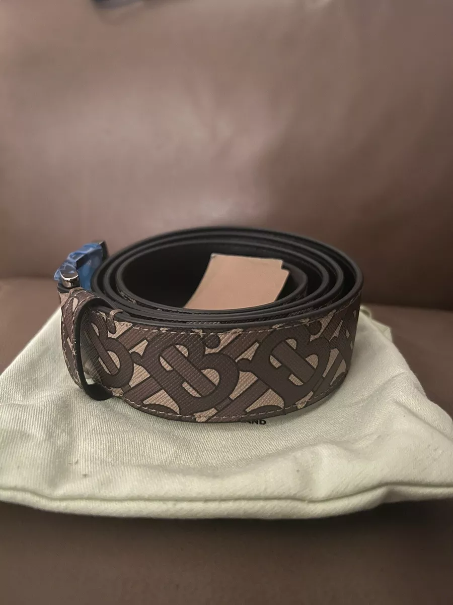 Monogram Leather Logo Print Burberry Belt