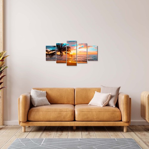 EPHANY Abstract beach canvas wall art Landscape Art - 5 Pieces Canvas Wall Ar... - Picture 2 of 8