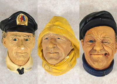 Bossons Chalkware Head SEA CAPTAIN, LIFE BOATMAN, BOATMAN, England Vintage Wall