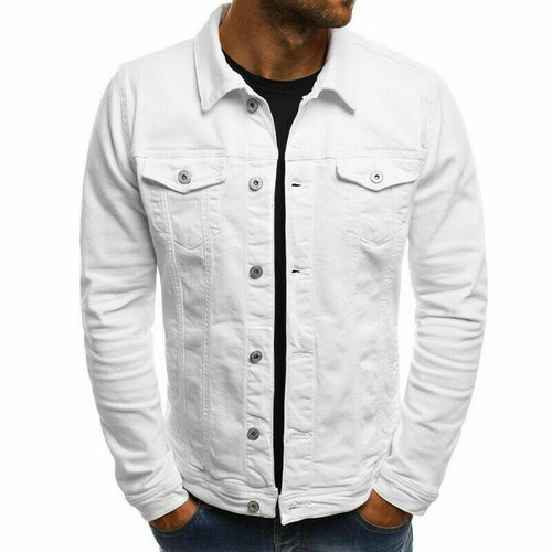 Mens Classic Long Sleeve Casual Trucker Outwear Denim Jacket Coat Solid Color S - Imagen 9 de 18