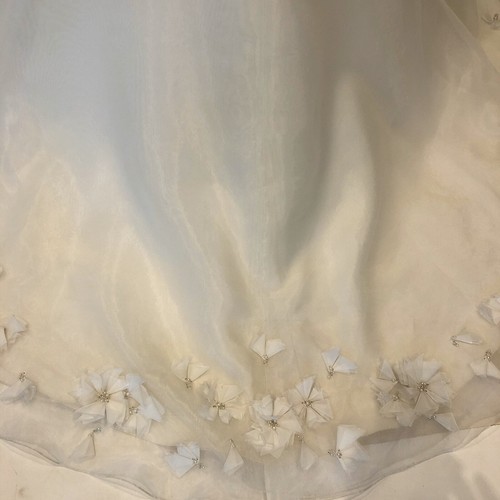 Bella Donna Designer Wedding Dress Size 12 Ivory Organza & Black Contrast Belt - Picture 8 of 9