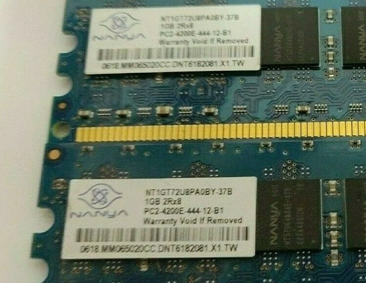 4x Nanya NT1GT72U8PA0BY-37B 1GB 2Rx8 PC2-4200E ECC Server/Workstation Memory - Image 2 of 2