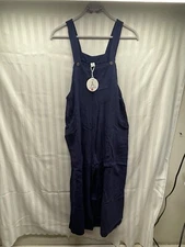 ANRABESS Jumpsuit Womens M Adjustable Straps Pocket Wide Leg Baggy Overalls blue