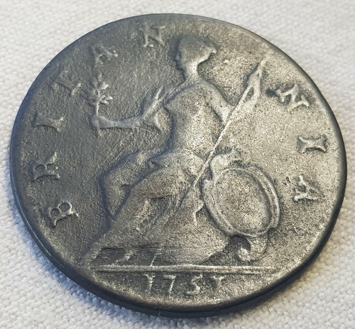 Lote de monedas de medio centavo de cobre de Jorge II 1751 HP23 - Imagen 3 de 4