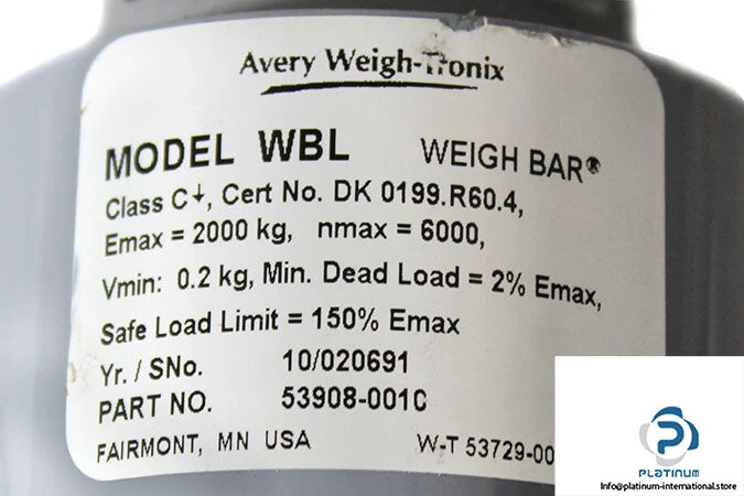 AVERY WIGHT-TRONIX WBL MAX 2000 KG HAZ CIZALLA CELDA DE CARGA-53908-001C Foto 3 de 3