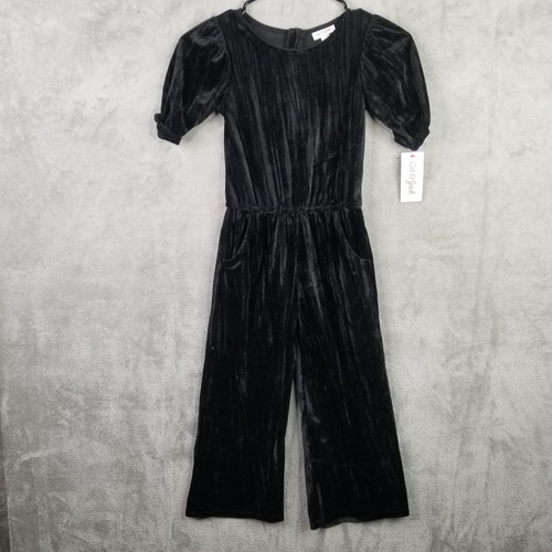 Cat & Jack Girls Velour Quarter Sleeve Jumpsuit Black Extra Small XS (4/5) - Picture 9 of 9