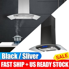 36" Island Range Hood Stainless Steel 700CFM Kitchen Vent Black/Sliver LEDs New