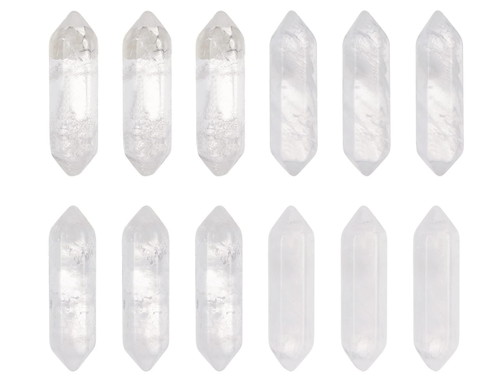 12pcs Natural White Quartz Crystal Double Terminated Points β DIY Jewelry Making