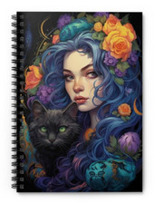 Witchy Fantasy Spiral Notebook - Ruled Line, Art Journal, book of shadows, 6x8