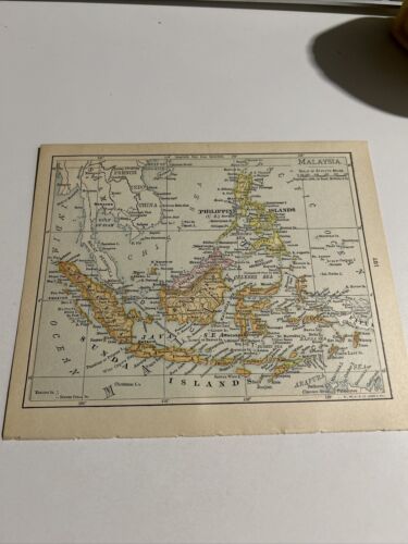 Rand, McNally & Co Antique 1899 Map Of Malaysia 7x6