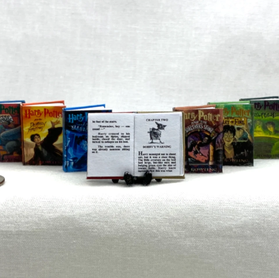 HARRY POTTER 7 Pc Readable Illustrated Miniature Book Set 7 Pcs 1:12 Scale Books - Image 4 of 4