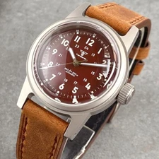 Tandorio 36mm Sandblasted Red Sunburst Dial Double Sapphire Military NH35 Watch