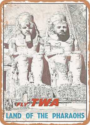 METAL SIGN - 1963 Fly World Airlines Land of the Pharaohs Vintage Ad