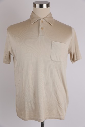 $350 Zegna Sport Silk Polo Shirt SZ M Beige NWOT - Picture 2 of 8