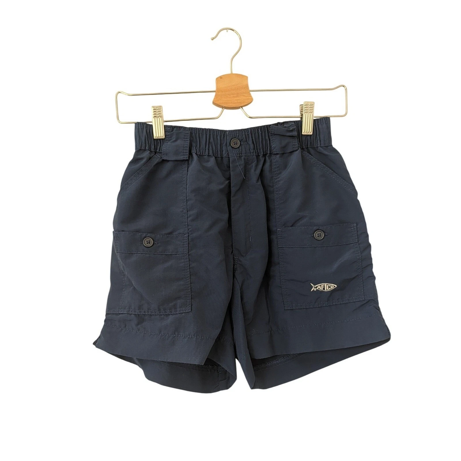 AFTCO M01 Mens Fishing Shorts Navy Blue Size 28 Cargo Utility Water Resistant