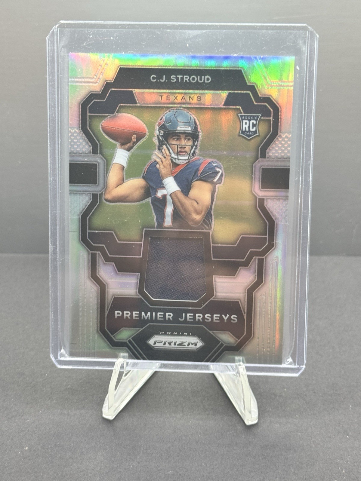C.J. Stroud 2023 Panini Prizm Premier Jerseys Silver Prizm #PJ-CJS (RC) Texans