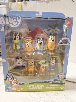 Bluey's Gotta Be Done Work Pack, 2.5-3'' Articulated Action Figures, Dogs 8 Pack