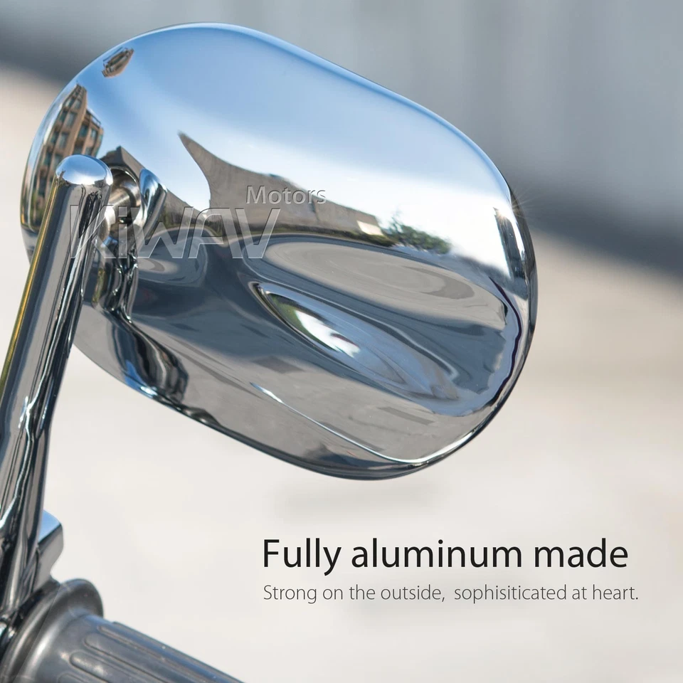 Bar end mirrors STARK sleek chrome oval for Guzzi Audace V9 threaded OEM bar - Image 4 of 4