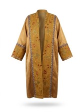 Handmade Uzbek Silk Chapan Robe   Hand-Embroidered Suzani Floral Open-Front Kimo