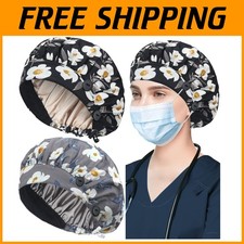 Buttoned Bouffant Caps 2-Pack