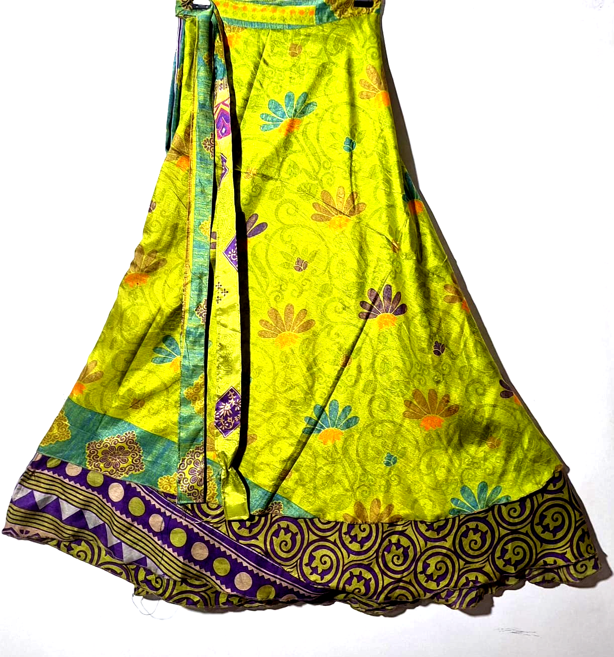 Incredible-art Vintage Silk Sari Magic Wrap Skirt Reversible Hippie Sarong