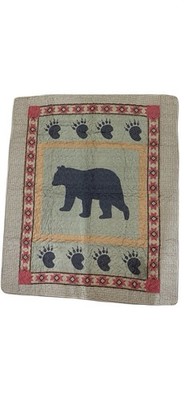 Donna Sharp Bear Lodge Quilt Throw Set w 2 Pillow Shams Rustic Cabin Bedding