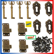 4 Serrures Antiques pour Tiroir/Placard - Clé Vintage, Alliage Zinc, Rétro