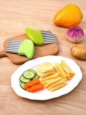 Image of NEW Potato Chip Crinkle Cutter Stainless Steel Salad Vegetable Wavy Cutter Gift