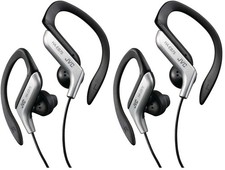 JVC Clip-Style Headphones Black/Silver Lightweight Splash-Proof Ear Clip Comfort