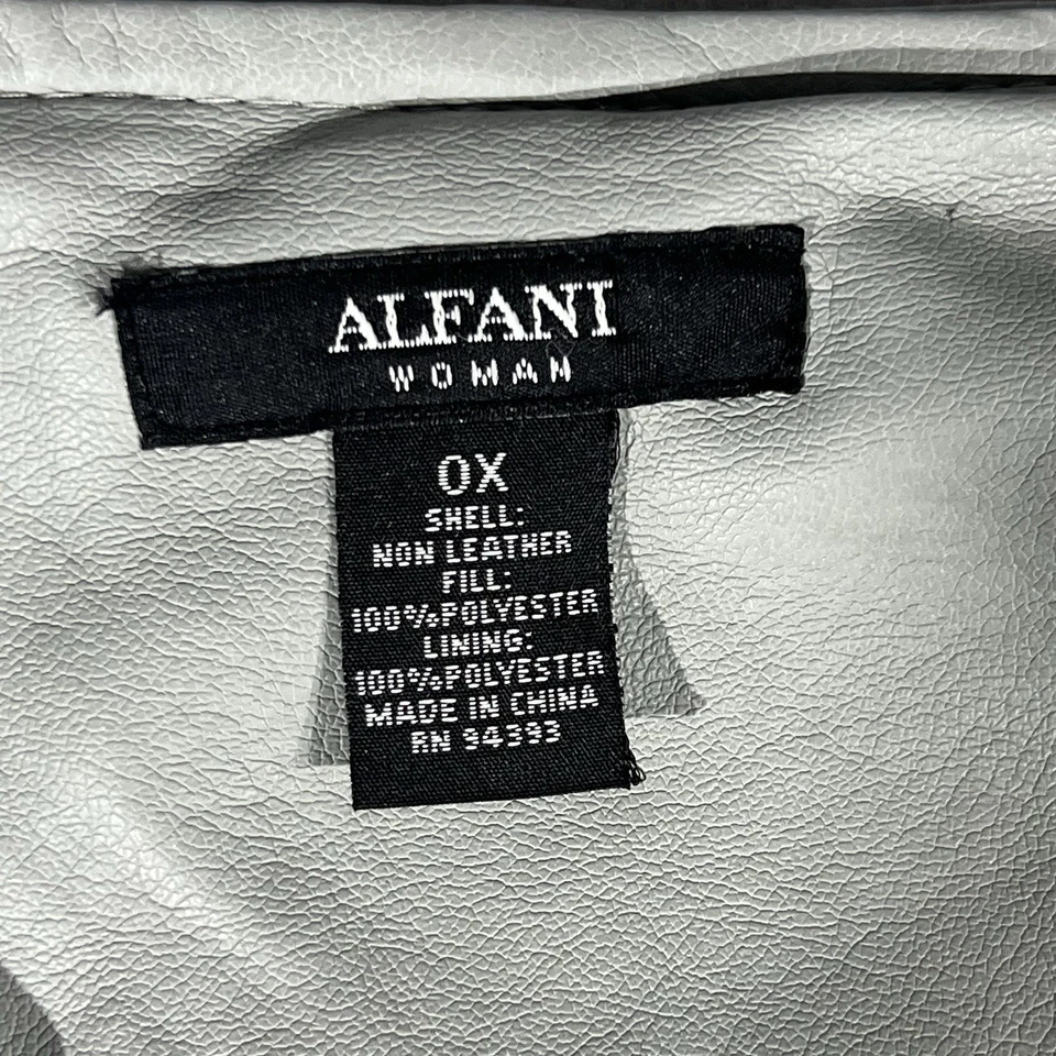 Alfani Moto Gray Faux Leather Zip Pockets Womens Cropped Zip Jacket Size 0X - Imagem 3 de 3