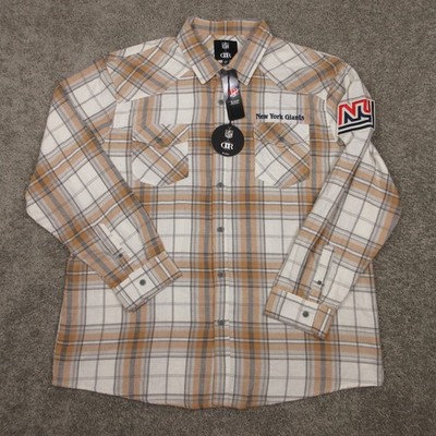 New York Giants Shirt Mens 2XL Brown Plaid Flannel Darius Rucker NFL Football