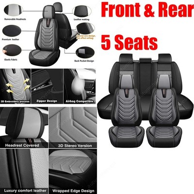 Car Seat Cover Full Set Front&Rear 5 Seat Faux Fits 2004-2015 Toyota Prius