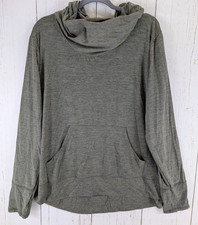 Bally Size 2X Green Cowl Neck Long Sleeve Front Pocket Active Top