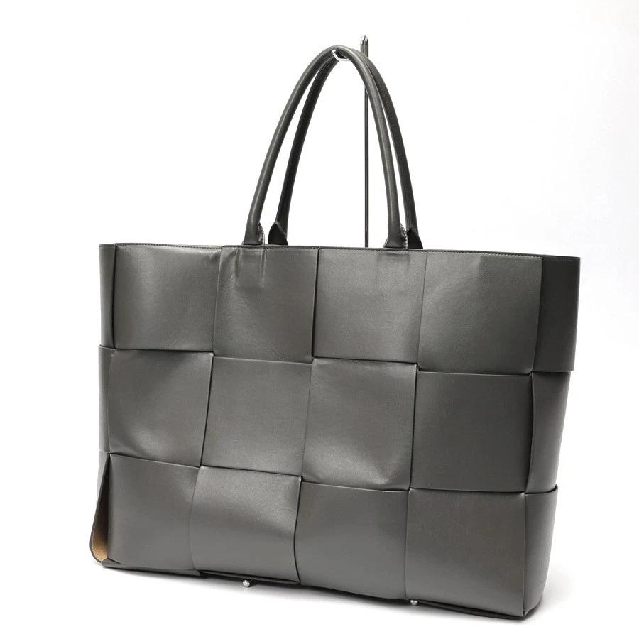 Bottega Veneta Large Arco Tote Bag Cassette Intrecciato Leather Dark Gray Used