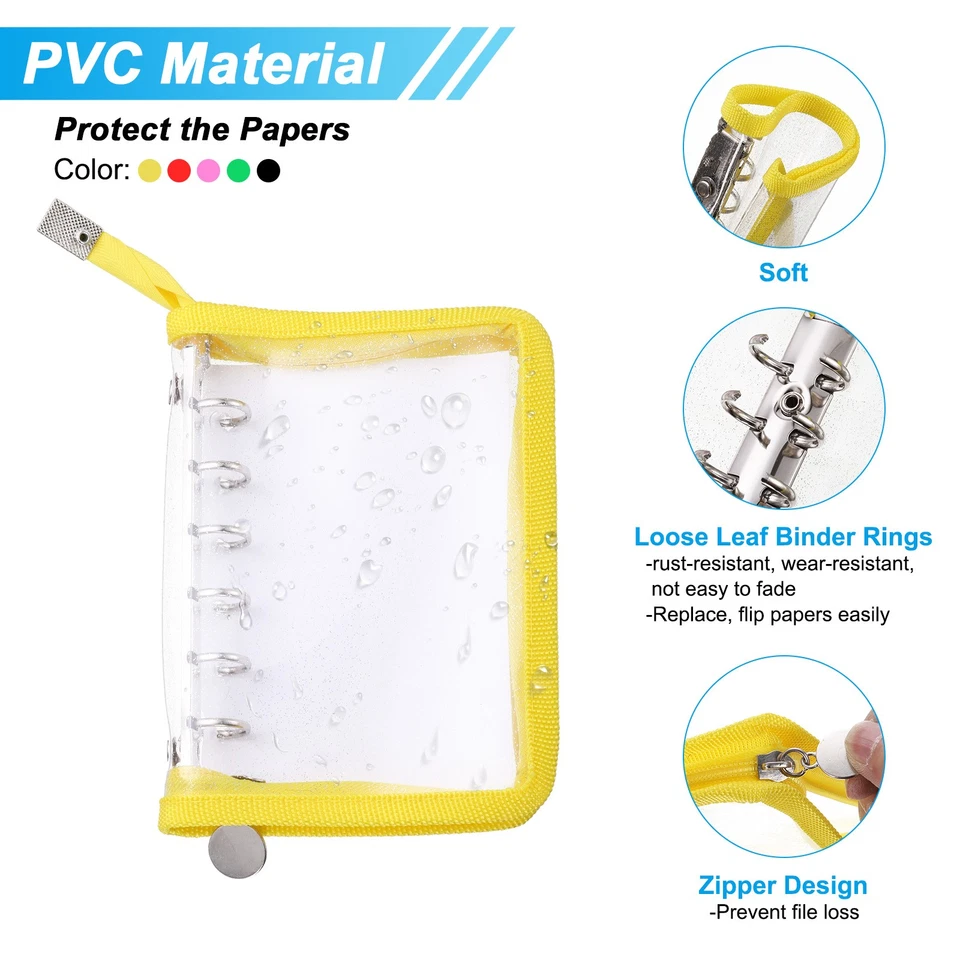 Soft PVC A7 Bling Clear Binder Cover with Zipper, Blue - Image 3 of 4