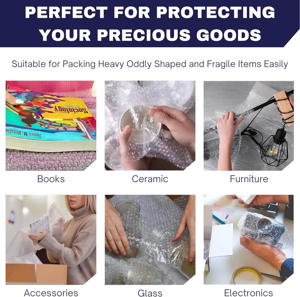 Protective Bubble Cushioning Roll Wrap -100FT x 12IN Clear, 3/16" (2 Pack) - Image 3 of 4